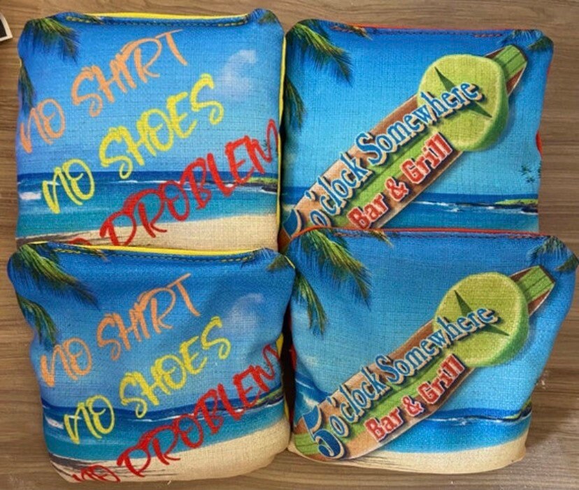 Spilt Margarita in Paradise Cornhole Set Beach Tiki Design