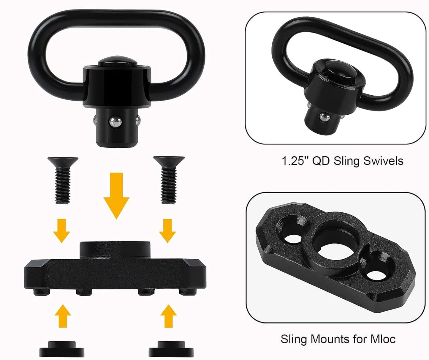 QD Sling Mounts For MLOK And Picatinny Rails Front And Rear
