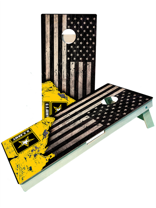 Army Burnt Flag Military Cornhole Set Weatherproof Outdoor
