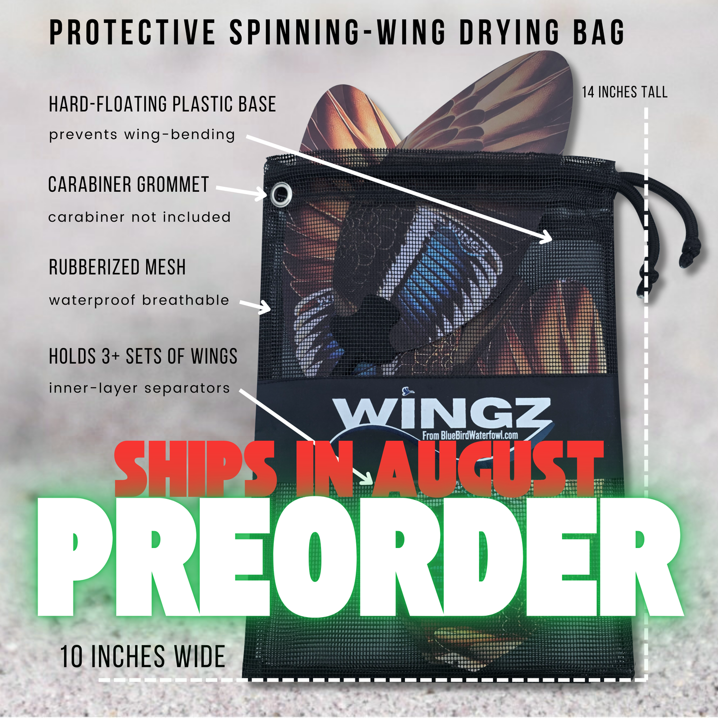 Floating Spinning Wing Drying Bag With Breathable Mesh Case