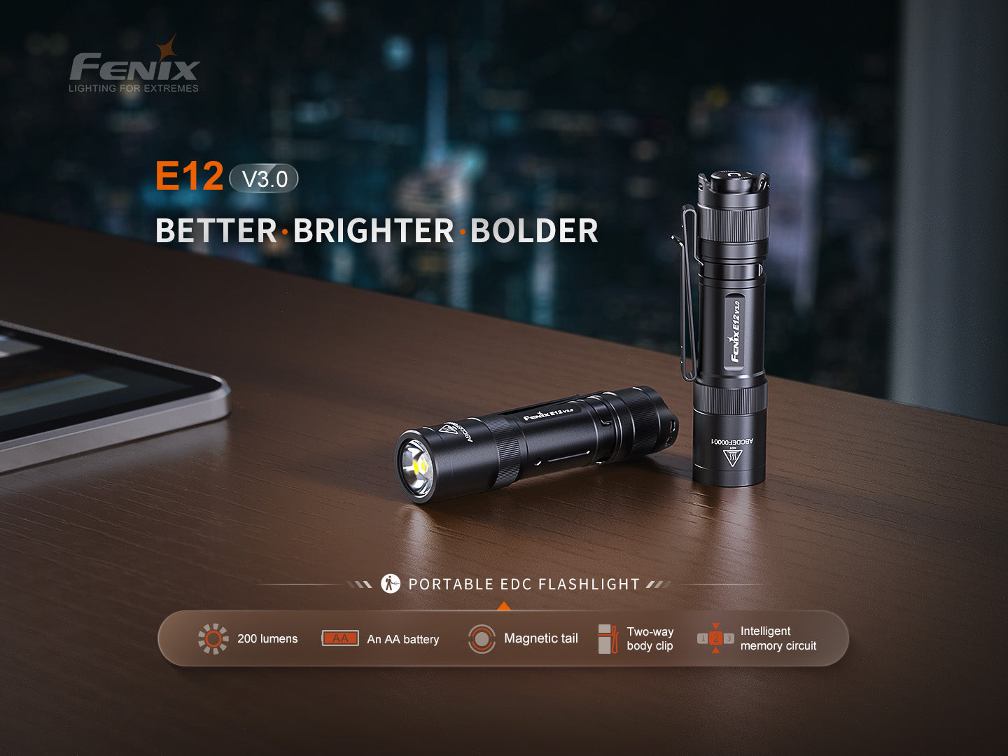 Fenix E12 V3 Pocket EDC AA Flashlight 200 Lumens Output