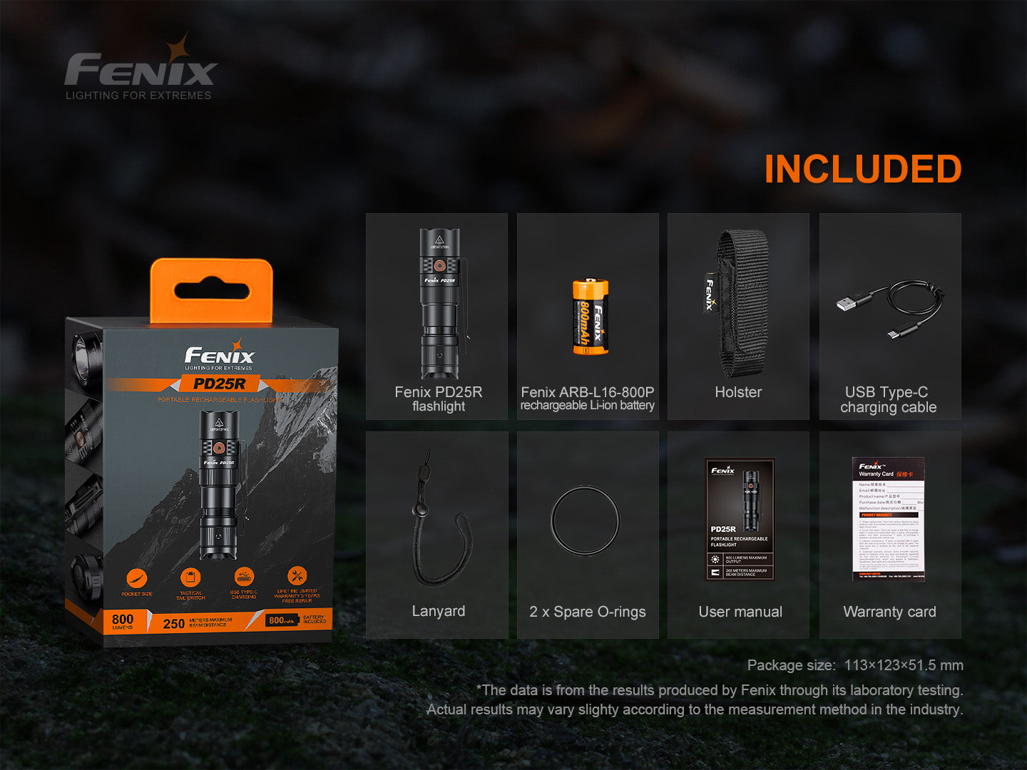 Fenix PD25R Rechargeable LED Pocket Flashlight 800 Lumens