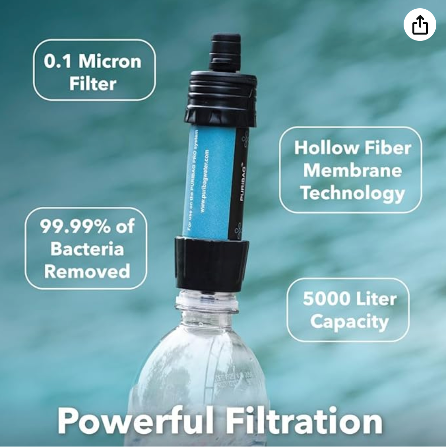 Puribag Adventure Pack Hydration Backpack 2L Filter Kit