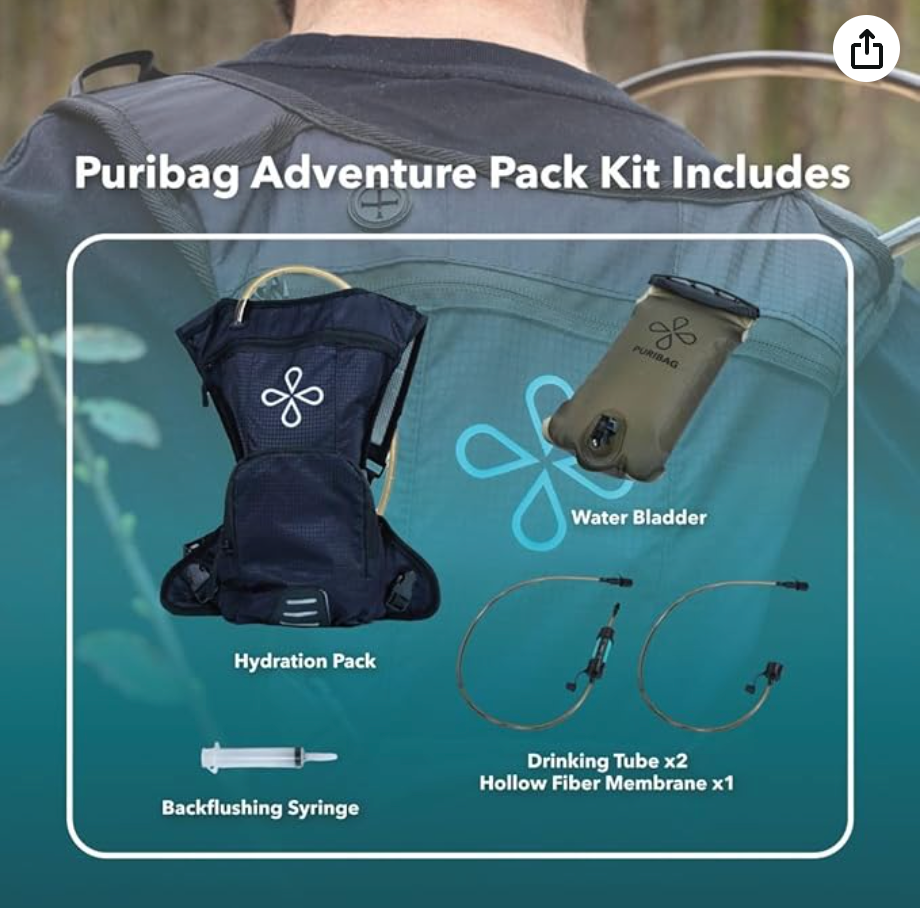 Puribag Adventure Pack Hydration Backpack 2L Filter Kit