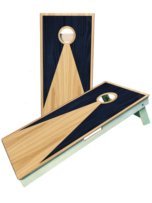 Navy Blue Wood Grain Cornhole Boards Baltic Birch Outdoor
