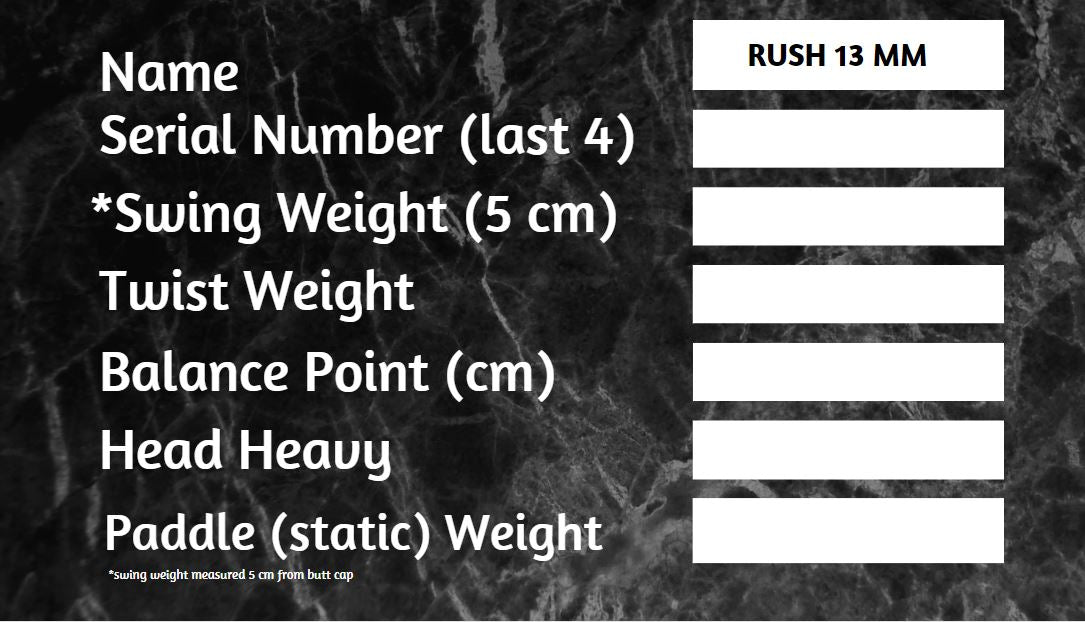 Rush 13 Paddle With Lead Weights And Weight Card Cover