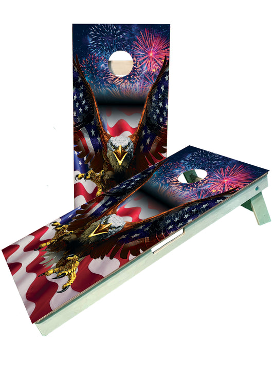 Eagle American Flag Fireworks Cornhole Boards Weatherproof