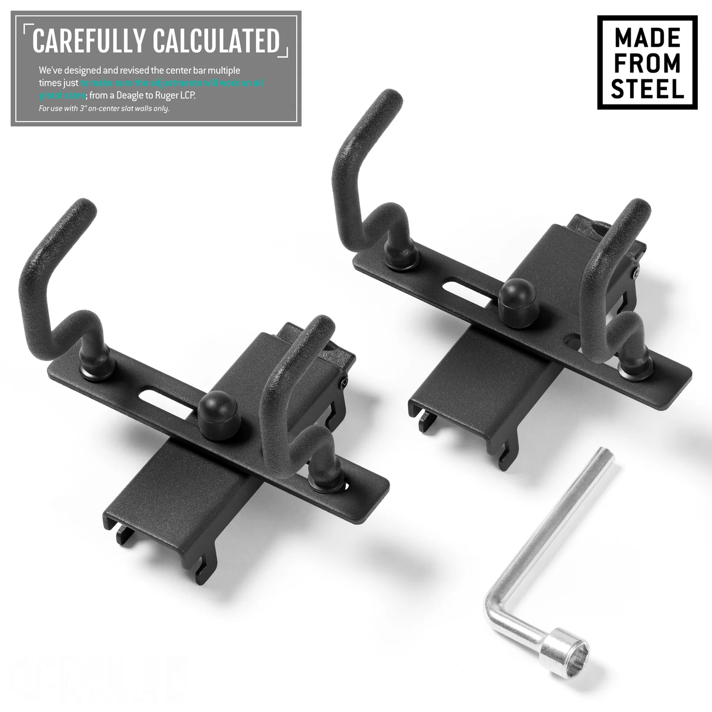 Wall Rack System Adjustable Pistol Hangers Two Pack