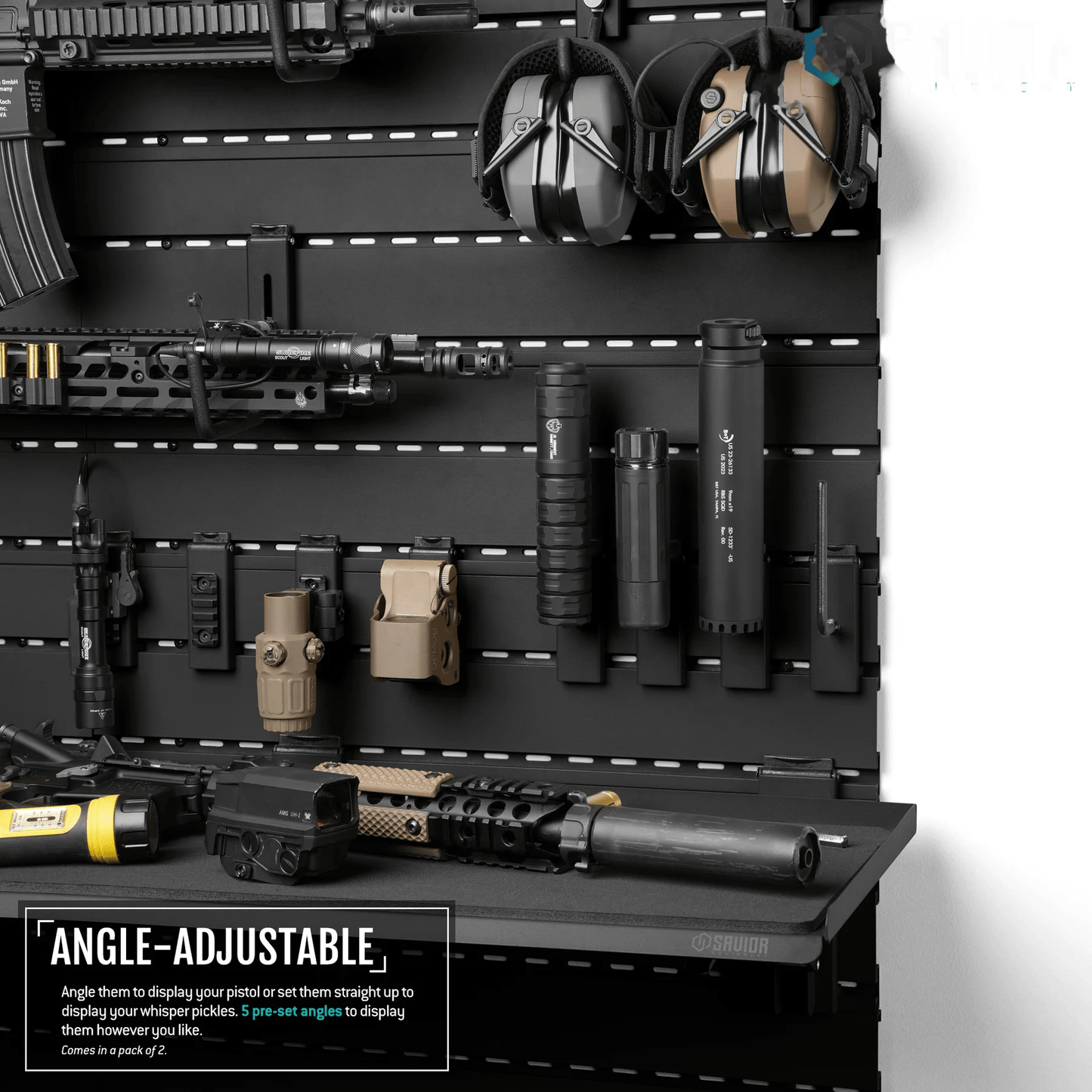 Wall Rack Adjustable Pistol And Suppressor Rod 2 Pack