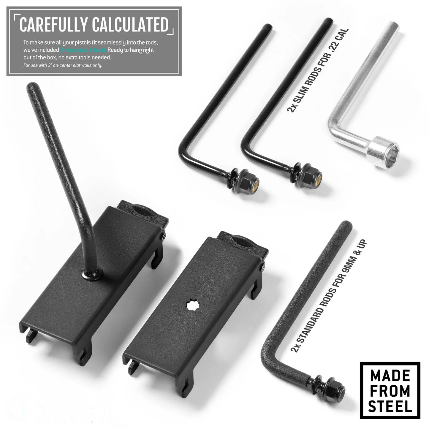 Wall Rack Adjustable Pistol And Suppressor Rod 2 Pack