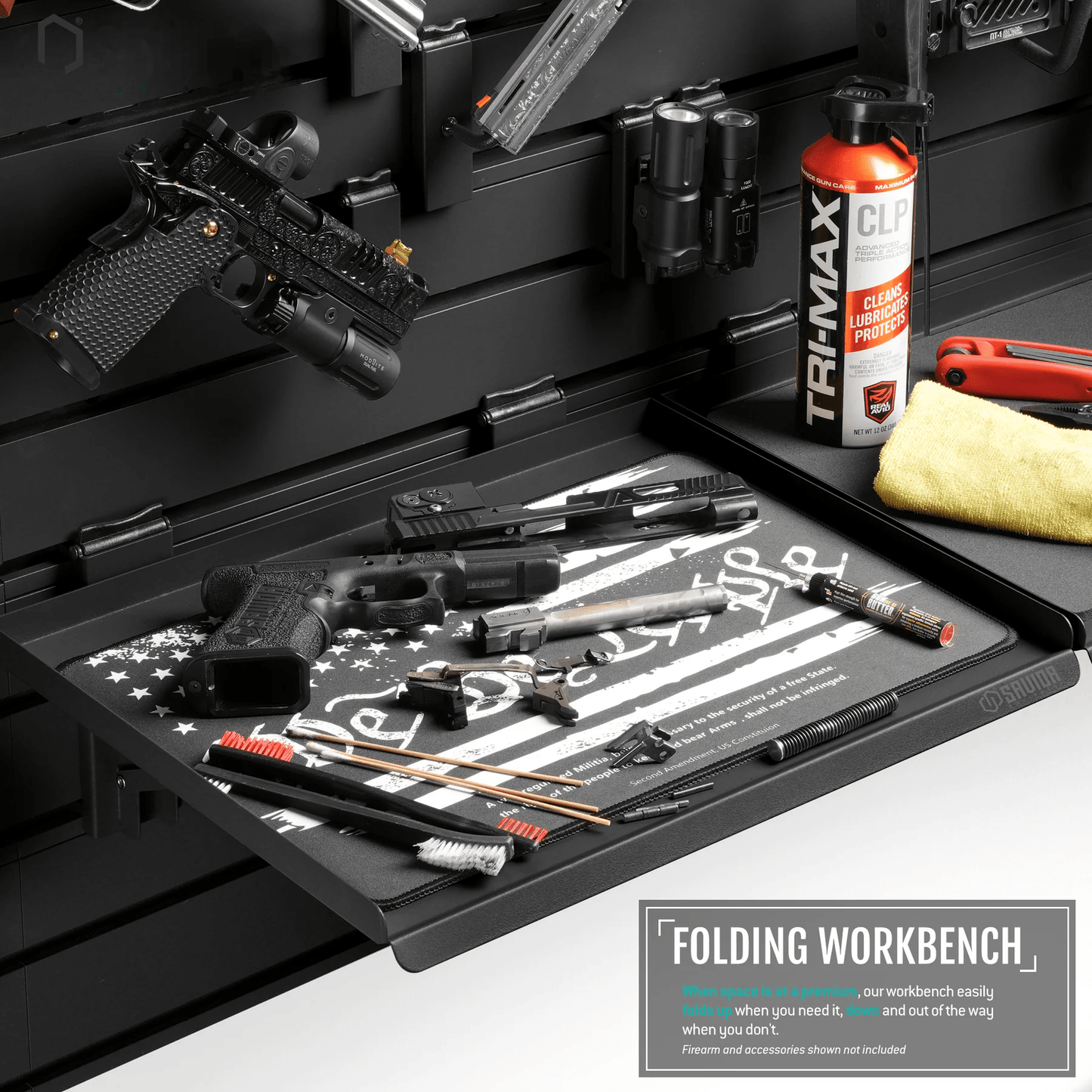 Wall Rack System Folding Workbench Two Sizes Space Saver