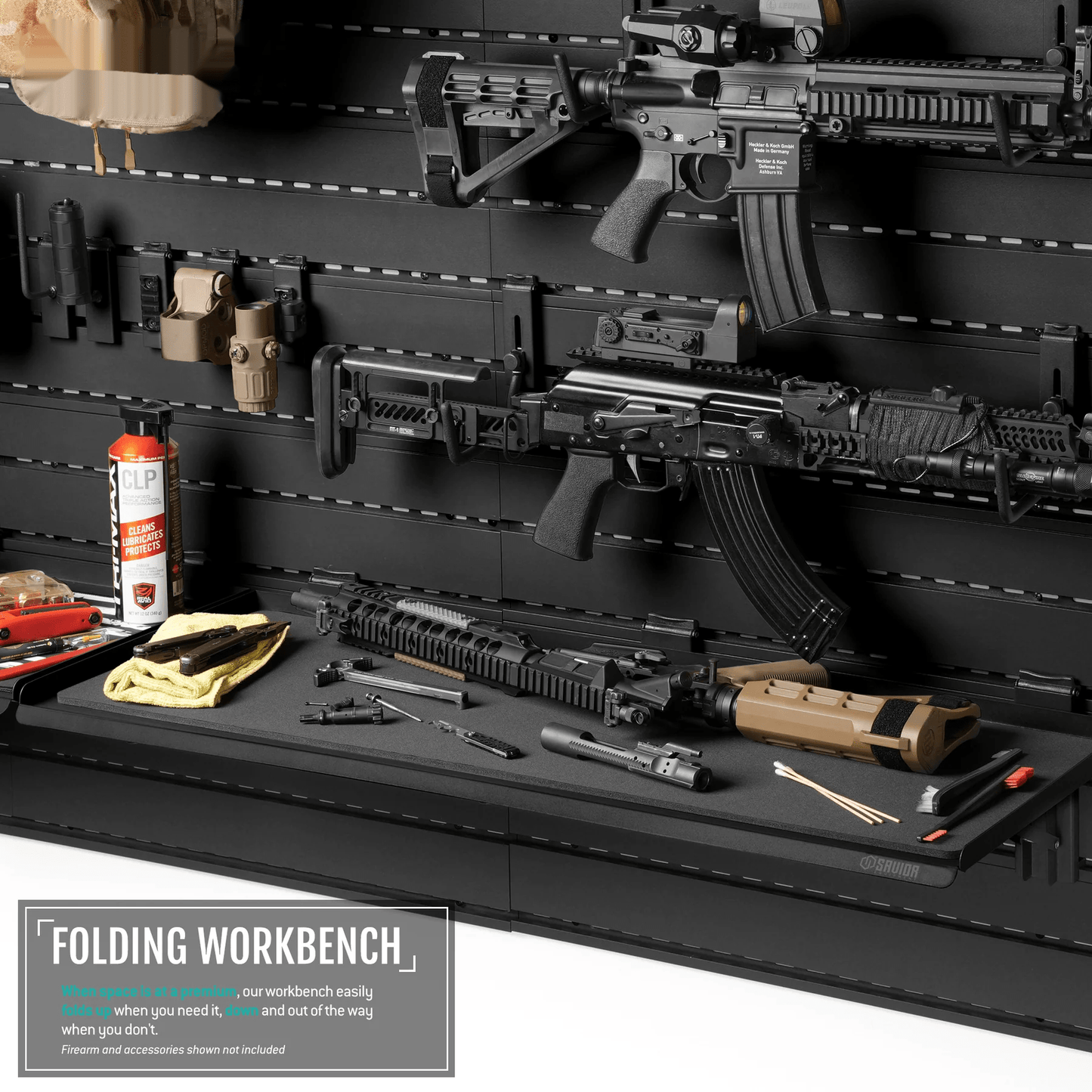 Wall Rack System Folding Workbench Two Sizes Space Saver