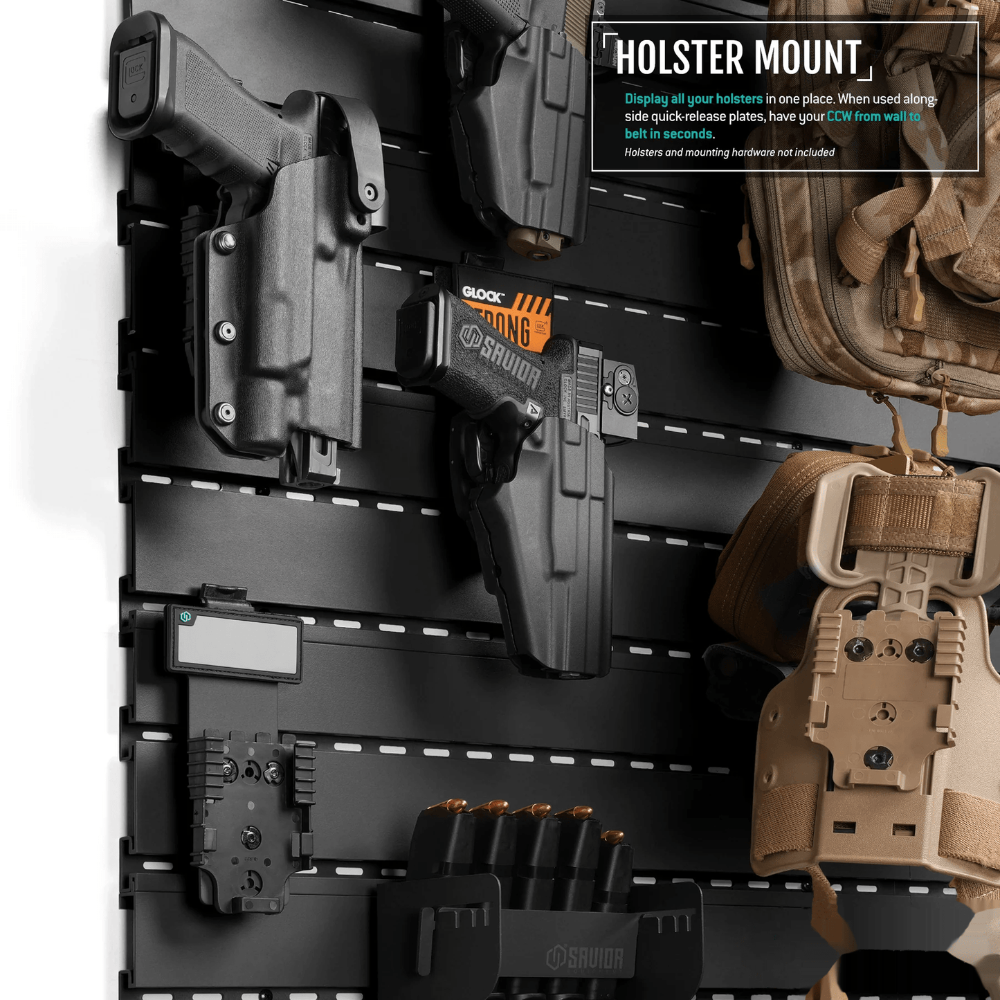 Wall Rack System Holster Mounts 2 Pack for Slat Wall