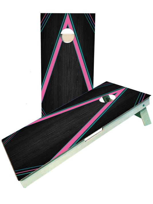 Multi Color Neon Striped Cornhole Boards Weatherproof