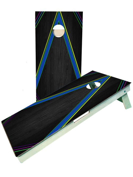 Multi Color Neon Striped Cornhole Boards Baltic Birch